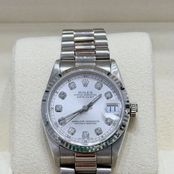 Rolex Preowned Ladies 31mm Presidential DateJust White Gold 