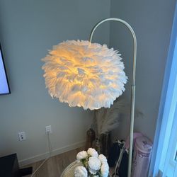 White and gold, feather, arch lamp