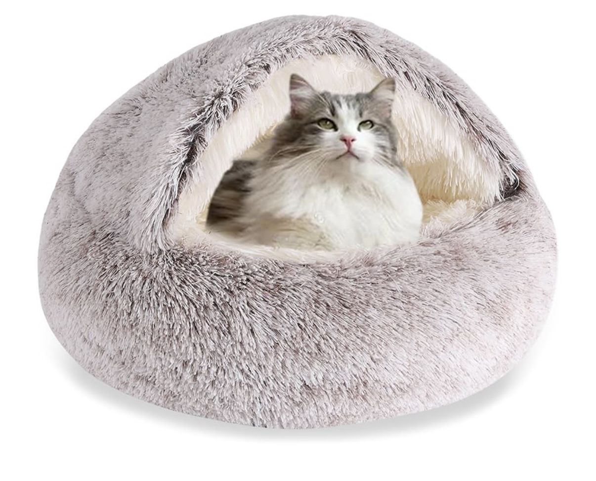 Small Dog Bed, Cat Beds for Indoor Cats Washable, Cozy Cat Cave Bed for Pets Up to 4 lbs (Coffee, 15.7x15.7 Inch)