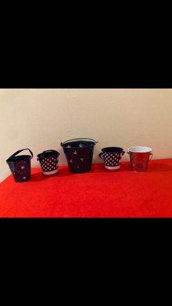 5 pc Patriotic  Metal Bucket BUNDLE | Fourth of July Decor | July 4th  Decor