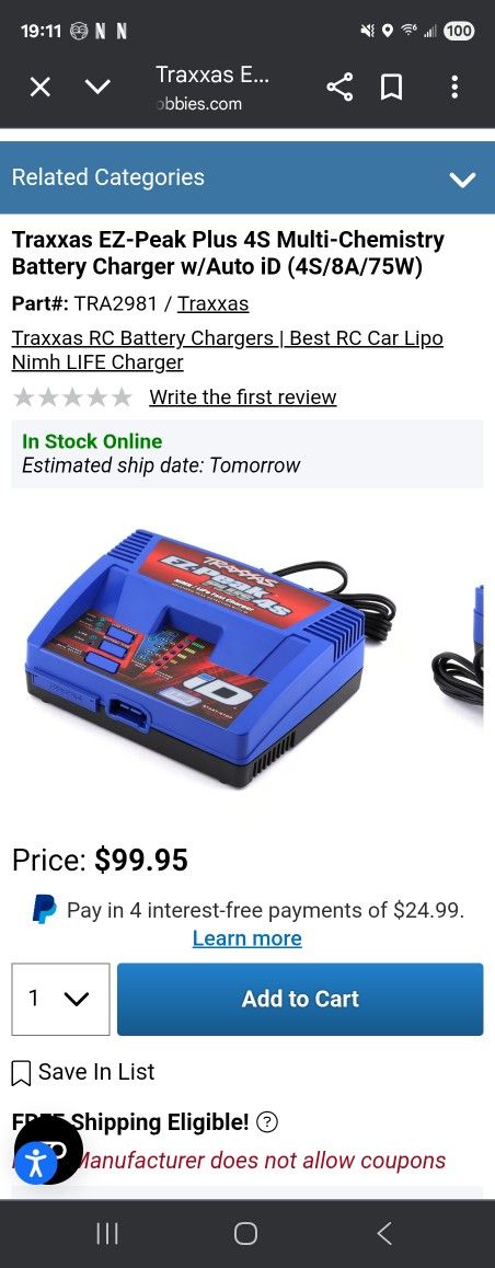 Traxxas 4s ID Lipo Charger & Rc Car Ramp