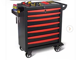 Tool Storage 24 in. D x 13 in. W 7-Drawer Black Iron Rolling Side Tool Cabinets and Lockers