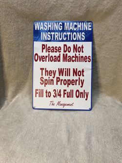 Metal Sign For Washing Machine 