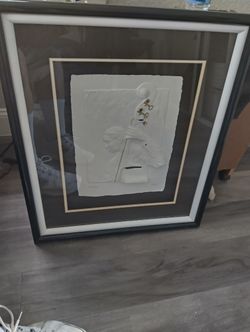 BEAUTIFUL FRAMED CAST PAPER ART SIGNED AND NUMBERED # 236 / 500 ART. L= 27 INCHES / W = 23 INCHES.