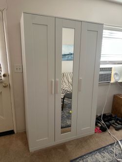 BRIMNES - IKEA 3 door wardrobe white with mirrored door