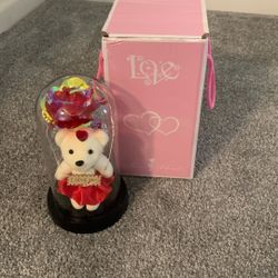 I Love You Teddy Bear With Flower In Box