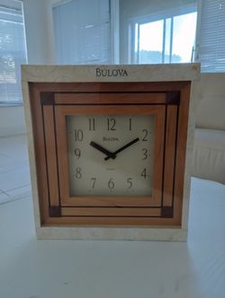 Bulova Quartz Vintage Wall Clock 12" Wooden Square New Sealed Package