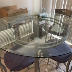 Glass Pub Table And Stools