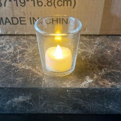 36 Glass Votives With Battery Candle