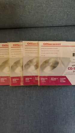 4 Count CD/DVD Adhesive Pockets, 6" x 10 1/2", Clear, Non-Glare, Pack Of 10 x 4