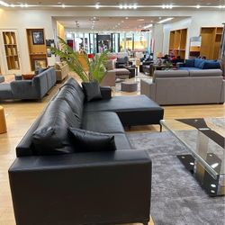 Black Leather Sofa Chaise