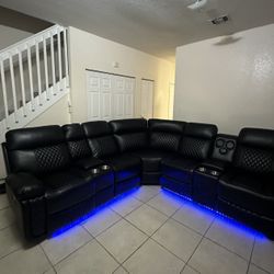BLACK LEATHER RECLINER SECTIONAL 🖤🖤