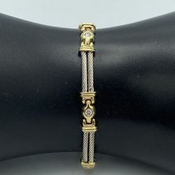18kt Two Tone Gold Charriol and .30cttw Diamond Bracelet 6.5”