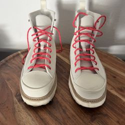 Cream Leather High Top Converse All star Chuck Taylor Sneakers.  Size 11.5