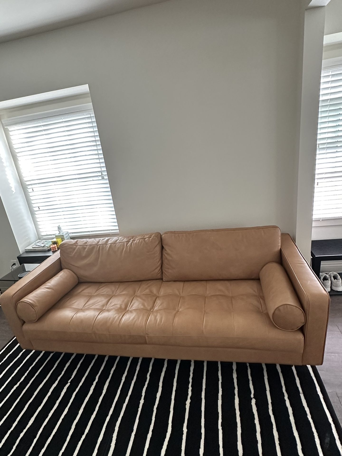 Article Sven Tufted 88” Charme Tan Leather Sofa