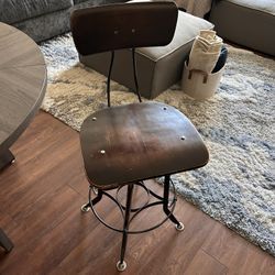 Dark Brown Wood Stools (2 Chairs)