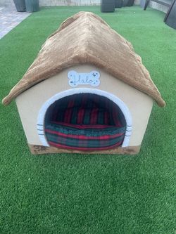 Large Jiupety Indoor Pet House / Dog Bed – Brown – Removable Cushion