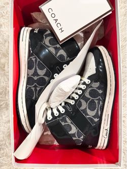 Coach high- cut denim navy blue sneakers