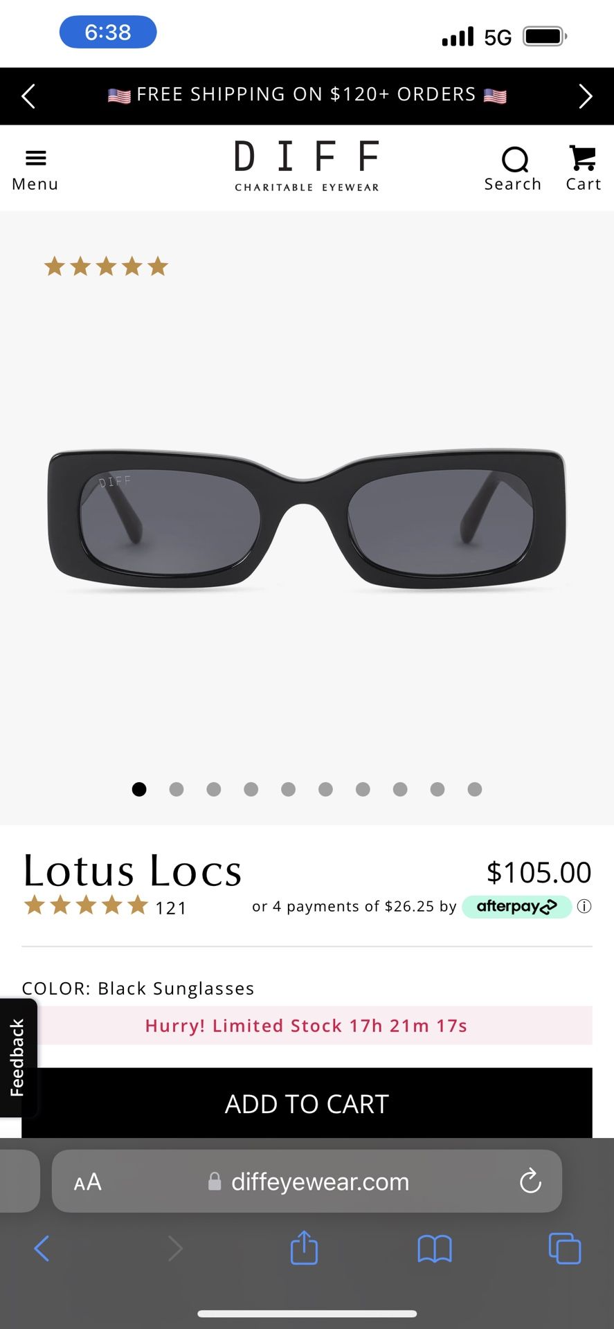 DIFF Lotus Locs Black Lauren London Line Sunglasses