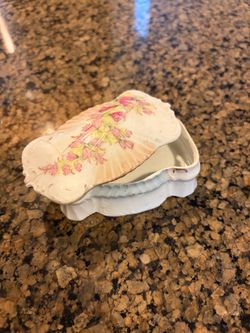 Porcelain Floral Trinket Box with Lid