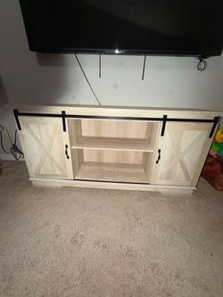 Farmhouse TV Stand with Sliding Barn Doors
