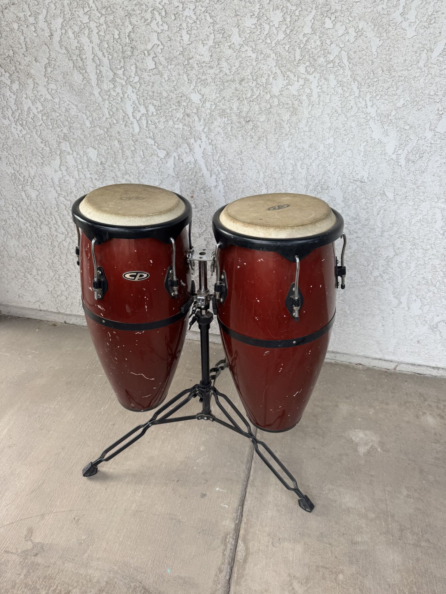 Used LP 28in Cp Conga set Red Drum Fiberglass Set With Stand