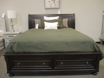 King Sleigh Storage Bed - Dark Espresso | Headboard