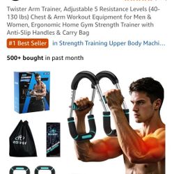 Twister Arm Trainer, Adjustable 5 Resistance Levels (40-130 lbs) Chest & Arm Workout Equipment for Men & Women, Ergonomic Home Gym Strength Trainer wi