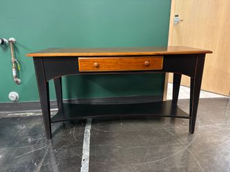 Black Wood Console Table with Drawer & Shelf
