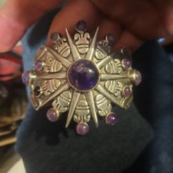 Vintage William Spartling Design Amethyst Silver Cuff Bracelet Mexico 