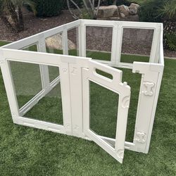 Clear Acrylic Dog Playpen with Door,23.6" Puppy Playpen,Easy Assemble Pet Fence,10-Panel for Puppies/Small Dog Play Pen Indoor (White, 23.6 Inch-H, 10