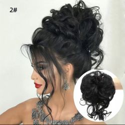 1pc Black Synthetic Hair Bunn