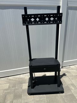 Rolling black tv stand