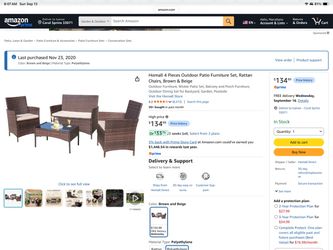 Homall 4-Piece Rattan Patio Furniture Set, Brown & Beige