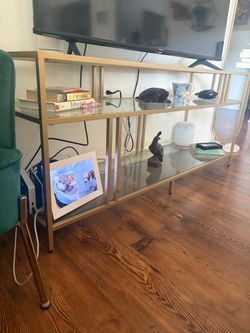 Glass and Gold TV Stand for TVs up to 60 inches