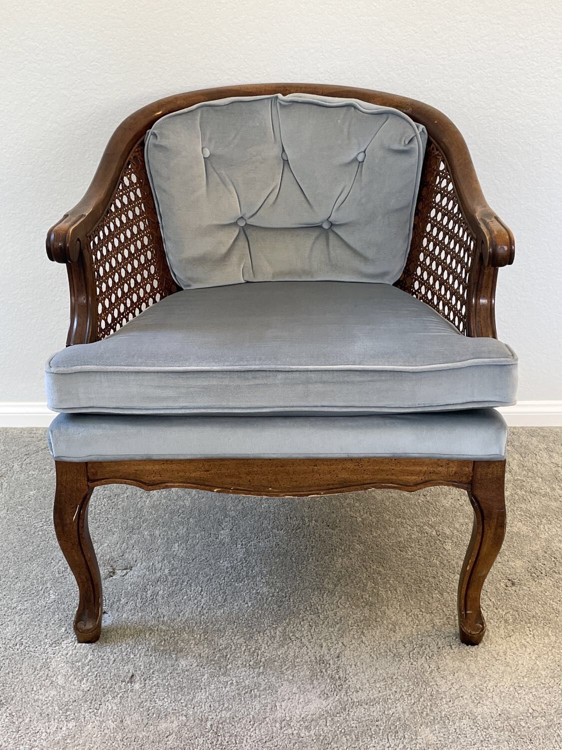 Cane Back Barrel Tufted Chair