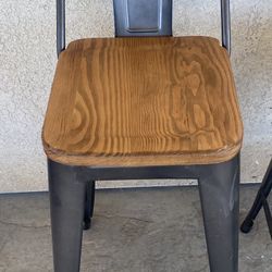 Metal and wood seat counter stools (set of 4)