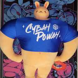 CyberPowerPC Boomer Bunny Plush Yoked Bunny 14” Buff Gym Rat Gamer Mascot