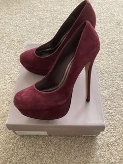 Wine suede pumps