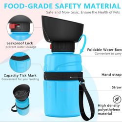 Blue Collapsible Pet Water Bottle For Dogs, For Travel Leak Proof Portable 