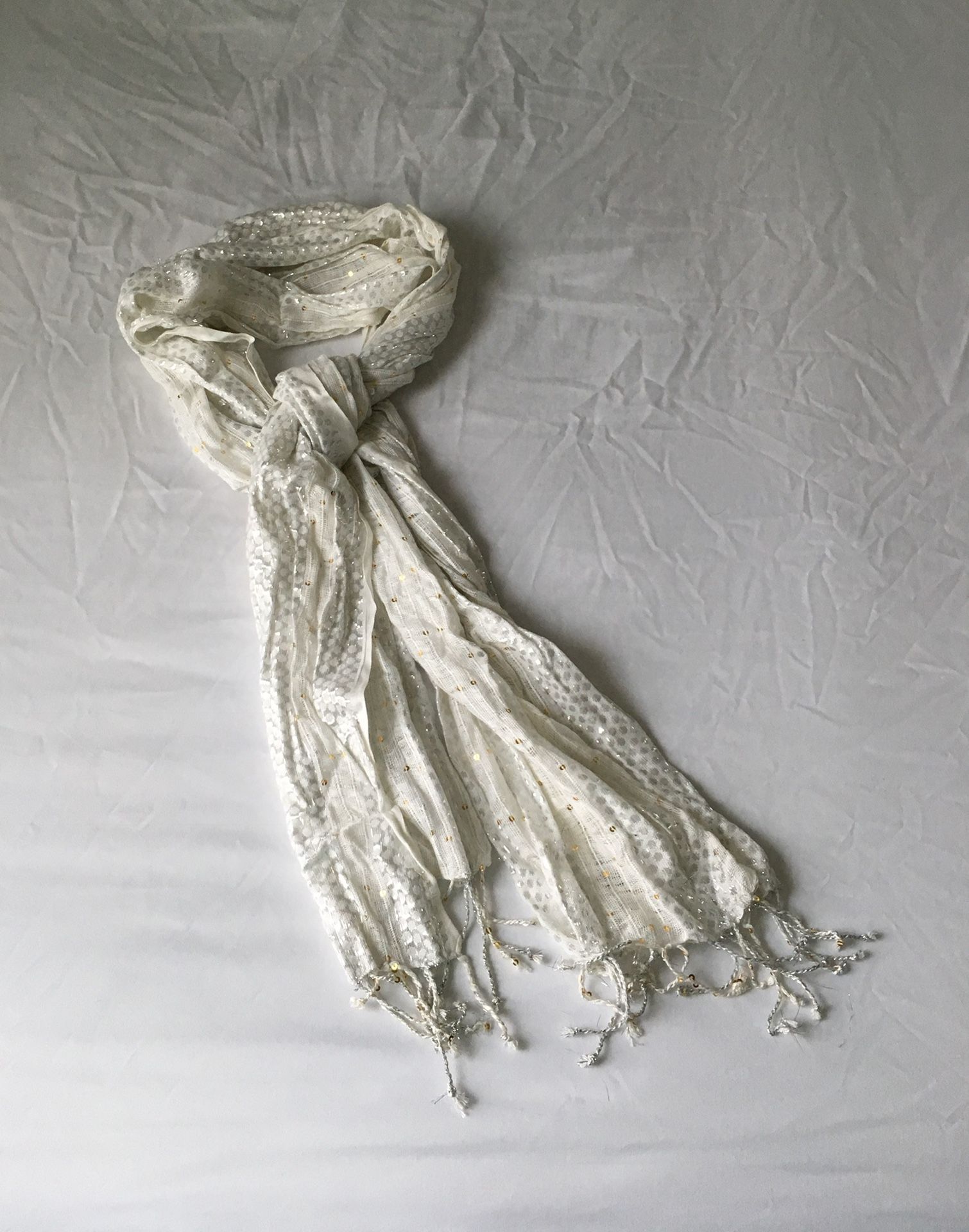 White, Silver And Gold Scarf