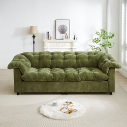 94.8' Chenille Modern Comfort Deep Seat Sofa, Upholstered Fluffy Cloud Sofa Suitable for living rooms, bedrooms, offices and apartments, Green