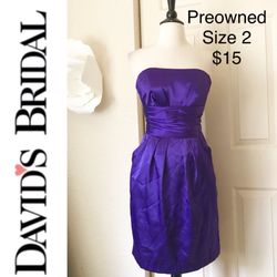 David’s Bridal Purple Dress Sz 2