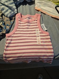 Women's pink and white tank top
