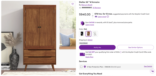 36" Armoire and Wardrobe