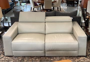 82" Modern Top-Grain Leather Reclining Sofa – Excellent Condition