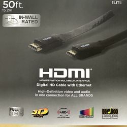 Ultra Pro Elite 50ft In-Wall Rated HDMI Digital HD Cable with Ethernet NEW 