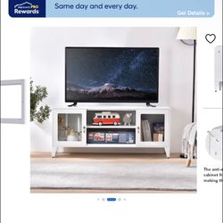 White Metal TV stand/ Cabinet (48x14x20)  (1)Left in box BRAND NEW