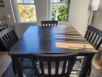 Dark Wood Dining Table with 4 Chairs