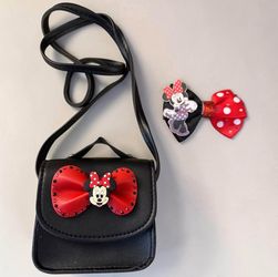 Minnie Mouse Crossbody Bag and Hair Bow Set (new)